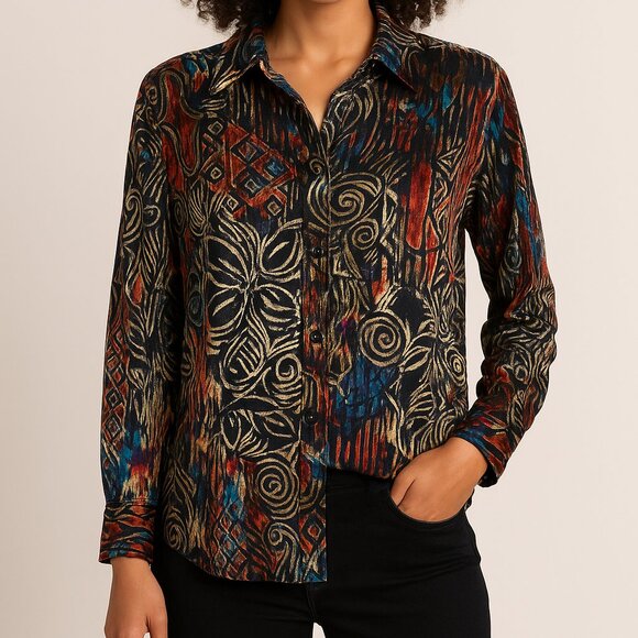 NWT Chico's Vintage Velvet Burnout Semi Sheer Button Down Fairy Grunge size 16 - Picture 1 of 8